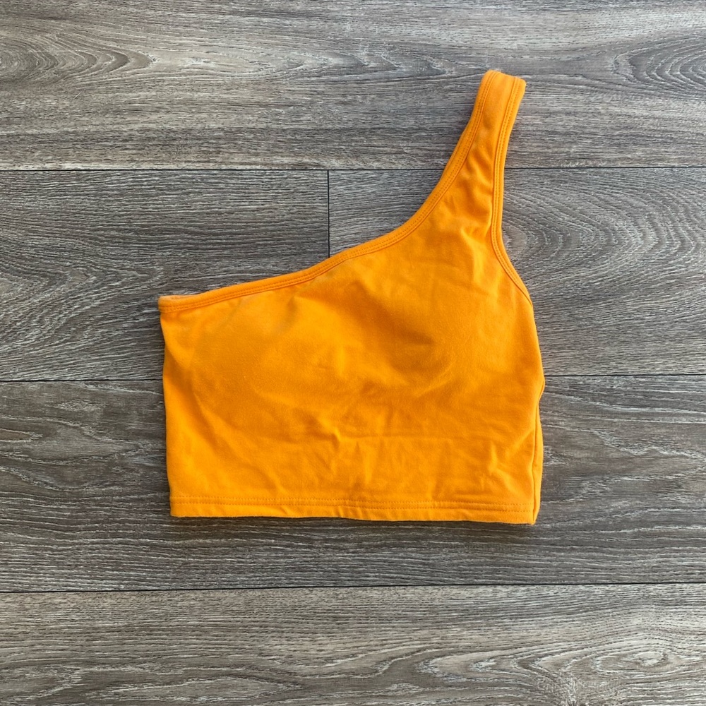 🌺 Orange asymmetrical one shoulder crop top